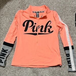 PINK Victoria's Secret Coral Pullover with Gray Accents
